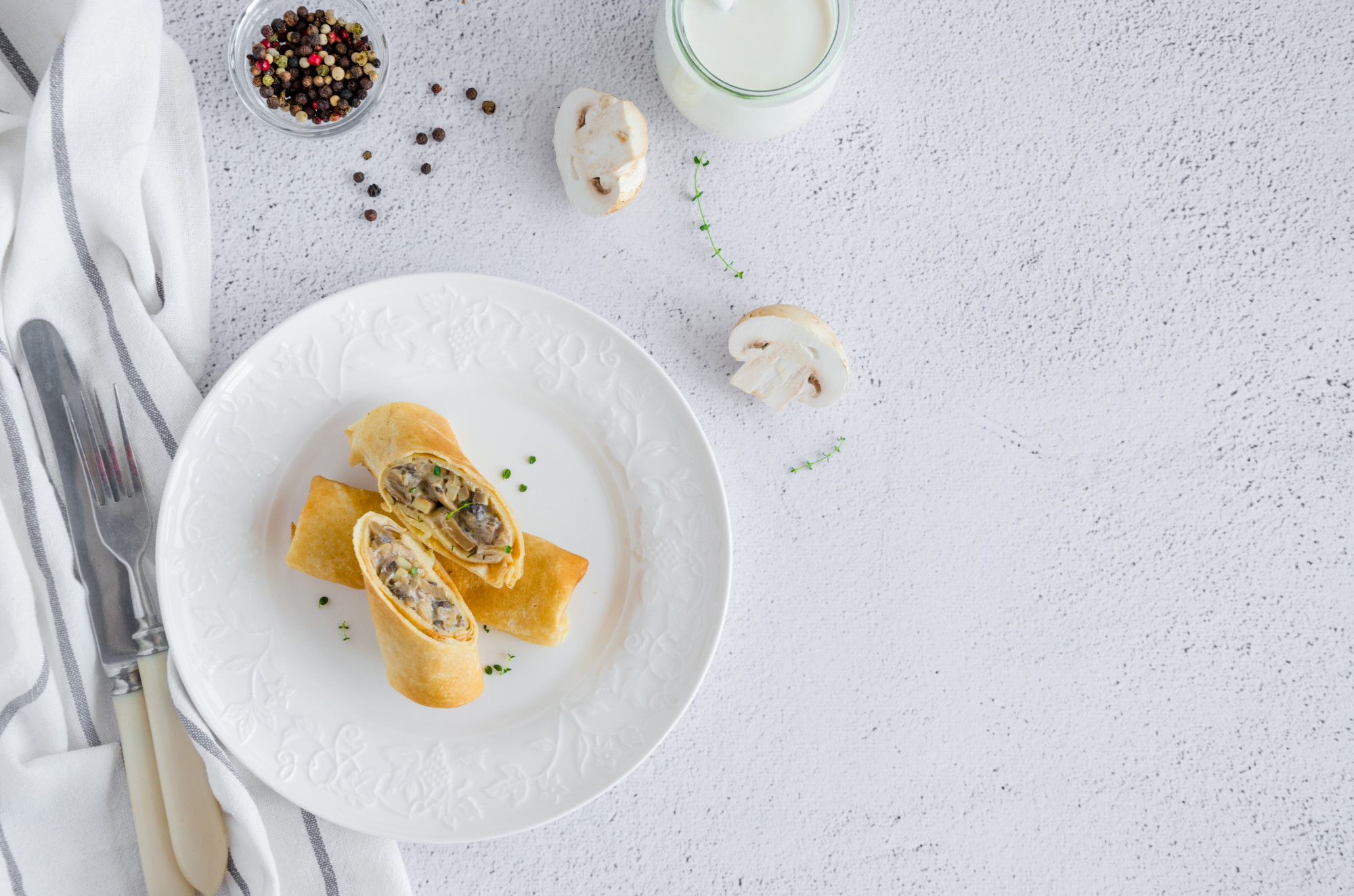 Interior of culinary atelier with plated dishes